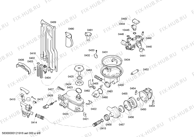 Взрыв-схема посудомоечной машины Bosch SRV43M23EU - Схема узла 04