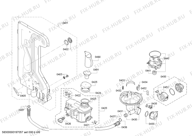 Взрыв-схема посудомоечной машины Bosch SMU25AS00E, SilencePlus - Схема узла 04