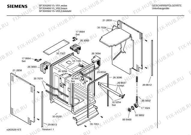 Схема №1 SF35A260 с изображением Инструкция по эксплуатации для посудомоечной машины Siemens 00587625
