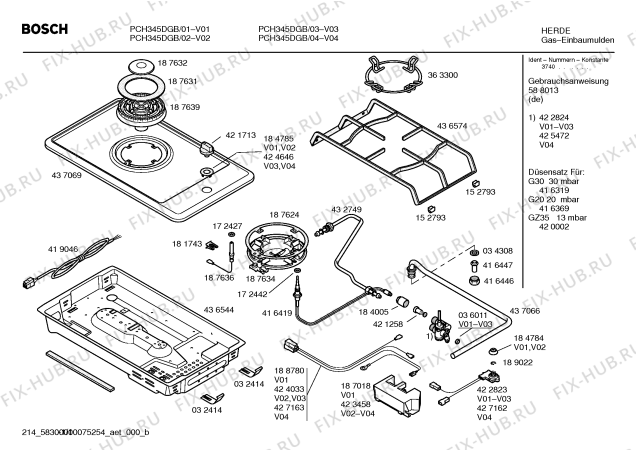 Схема №1 PCH345DGB Bosch с изображением Переключатель для духового шкафа Bosch 00422823