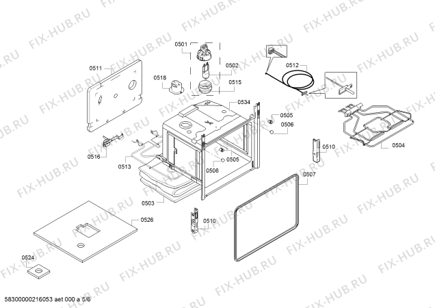 Взрыв-схема плиты (духовки) Bosch HQA050020W - Схема узла 05