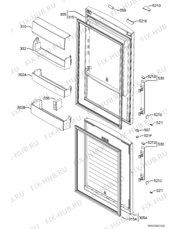 Взрыв-схема холодильника Rex Electrolux RN4015MOX - Схема узла Door 003