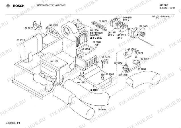 Взрыв-схема плиты (духовки) Bosch 0750141078 HEE680R - Схема узла 04