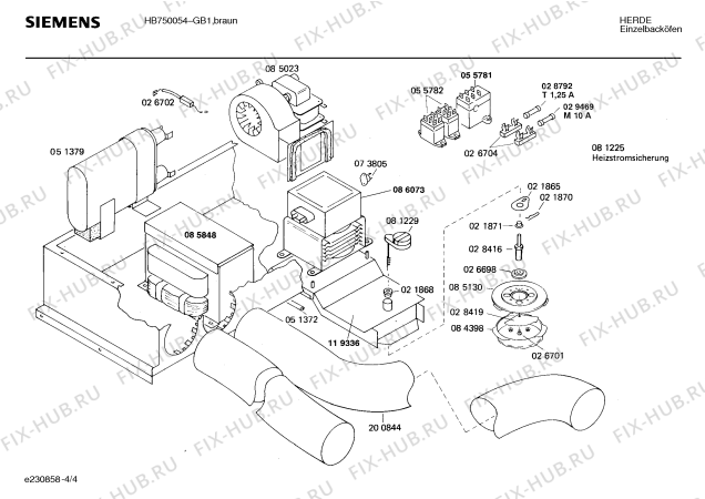 Взрыв-схема плиты (духовки) Siemens HB750054 - Схема узла 04