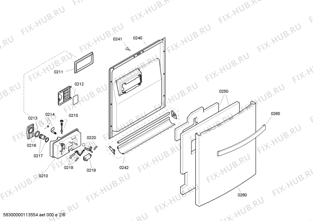 Схема №1 3VS952ID с изображением Передняя панель для посудомойки Bosch 00447545