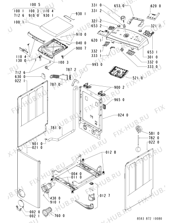 Схема №1 AWE 8727/1 с изображением Обшивка для стиральной машины Whirlpool 480110100084