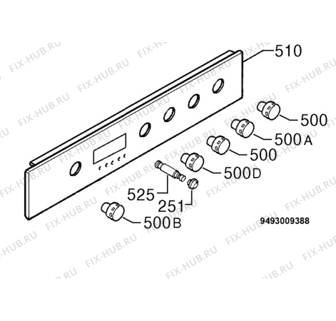 Взрыв-схема плиты (духовки) Privileg 458430_30081 - Схема узла Command panel 037