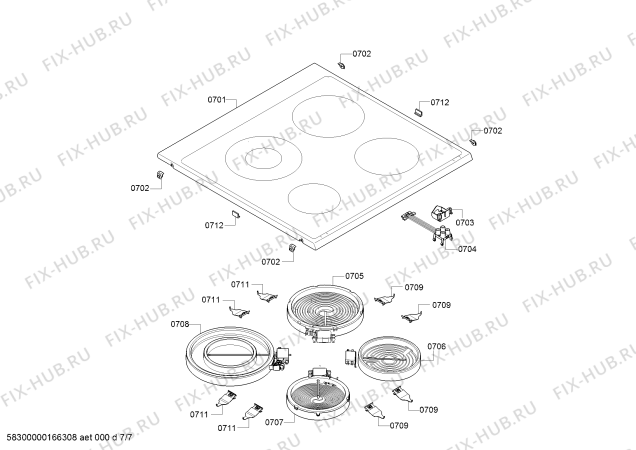 Взрыв-схема плиты (духовки) Bosch HCE853963F - Схема узла 07