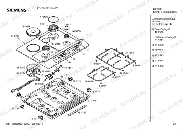 Схема №1 EC15013EU Siemens с изображением Столешница для духового шкафа Siemens 00474798