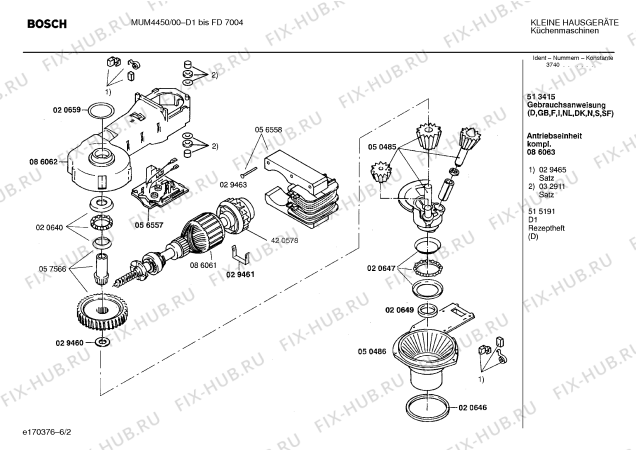 Взрыв-схема кухонного комбайна Bosch MUM4450 - Схема узла 02