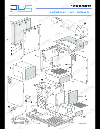 Схема №1 LATTISSIMA ONE F111 W с изображением Термопредохранитель для электрокофемашины DELONGHI 5013255311