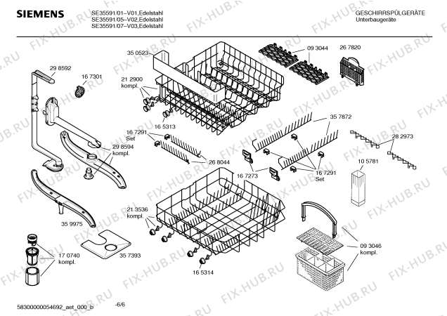Взрыв-схема посудомоечной машины Siemens SE35591 - Схема узла 06
