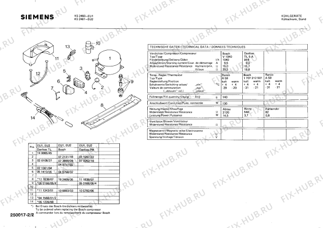 Взрыв-схема холодильника Siemens KS2460 - Схема узла 02
