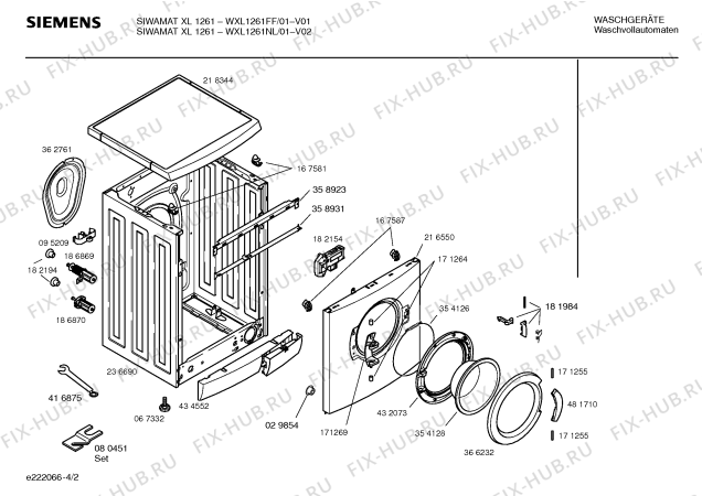 Взрыв-схема стиральной машины Siemens WXL1261FF SIWAMAT XL 1261 - Схема узла 02