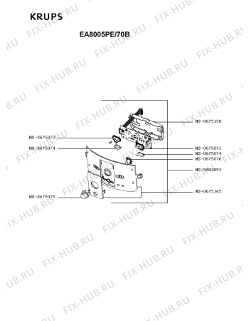 Взрыв-схема кофеварки (кофемашины) Krups EA8005PE/70B - Схема узла GP004256.8P3