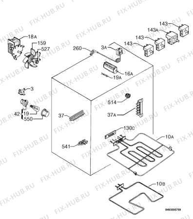 Взрыв-схема плиты (духовки) Privileg 864574_8624 - Схема узла Electrical equipment 268