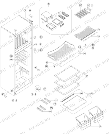 Взрыв-схема холодильника Zanussi ZRT48200SA - Схема узла Housing 001