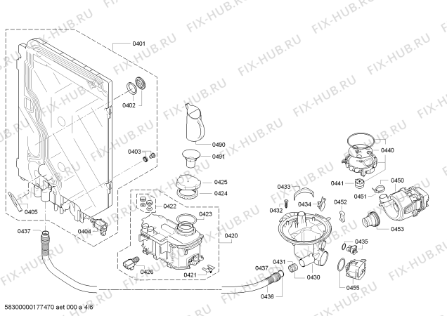 Взрыв-схема посудомоечной машины Bosch SMS63M12TC - Схема узла 04