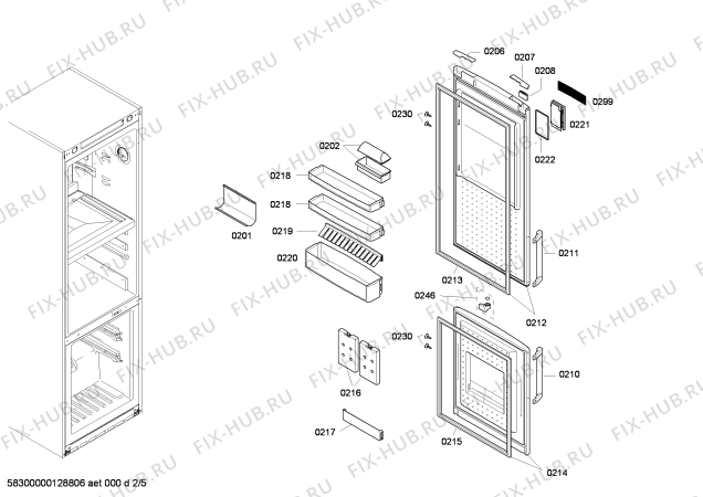 Схема №1 KGF39P98 с изображением Дверь для холодильника Bosch 00247046