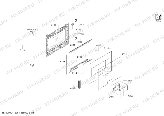 Схема №1 BM454130 с изображением Панель для плиты (духовки) Bosch 00770150