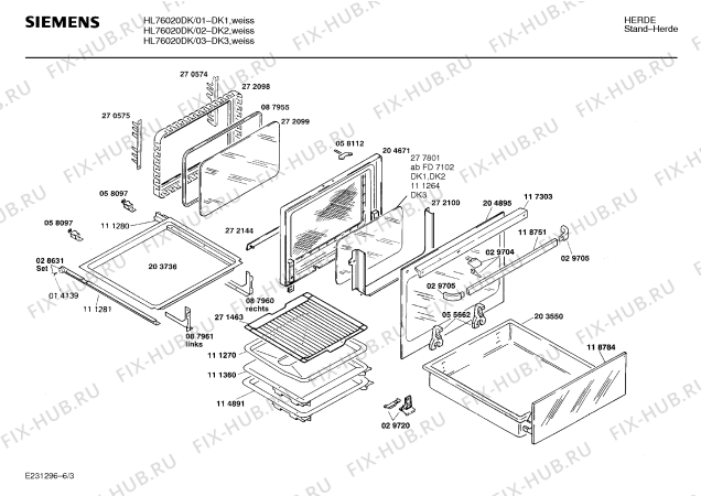 Взрыв-схема плиты (духовки) Siemens HL76020DK - Схема узла 03