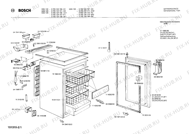 Схема №1 0705124150 GSN120 с изображением Емкость для заморозки для холодильной камеры Bosch 00114253