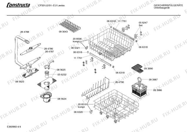 Взрыв-схема посудомоечной машины Constructa CP201J2 - Схема узла 04