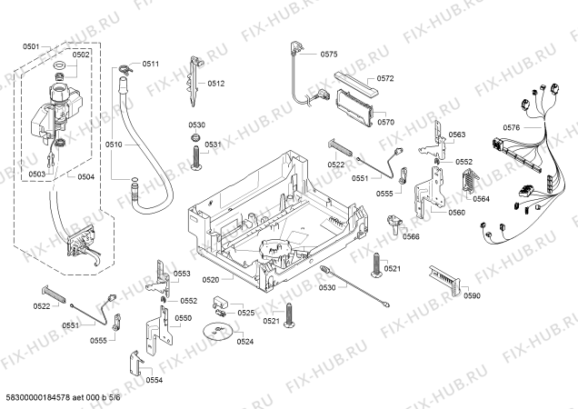 Взрыв-схема посудомоечной машины Bosch SBE63N20EU, SuperSilence - Схема узла 05