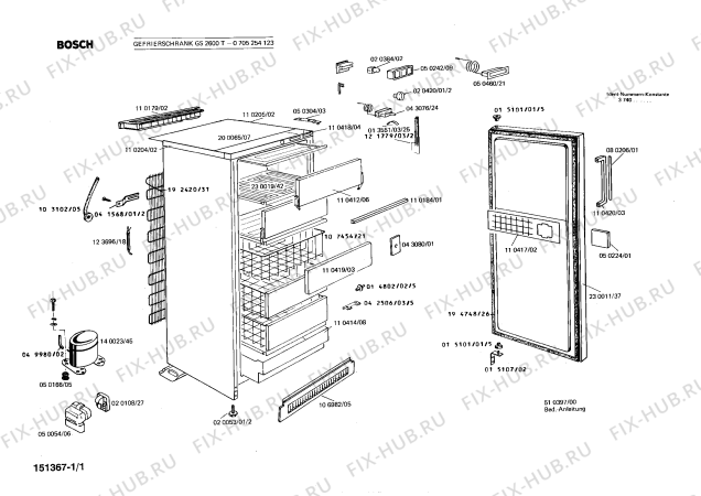 Схема №1 0705254123 GS2600T с изображением Ручка для холодильника Bosch 00020420