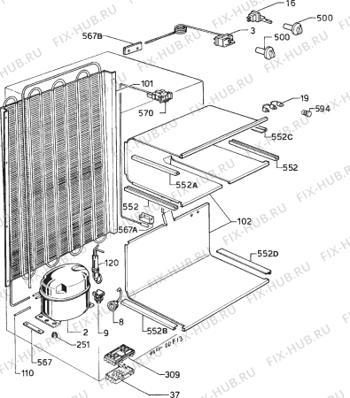 Взрыв-схема холодильника Electrolux EU2420C-1 - Схема узла Cooling system 017