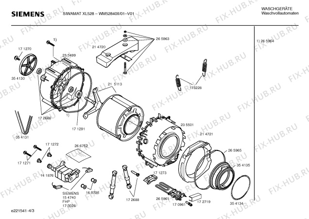 Схема №2 WM52840II SIWAMAT XL 528 с изображением Таблица программ для стиралки Siemens 00524733