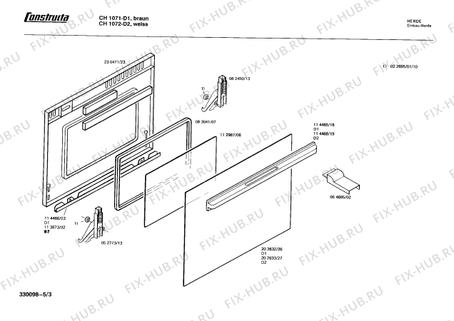 Схема №1 CH1072 с изображением Ручка двери для электропечи Bosch 00114468