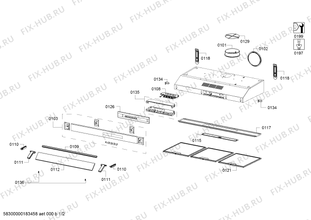 Схема №1 DHU942UEU BOSCH с изображением Панель управления для вытяжки Bosch 00772242