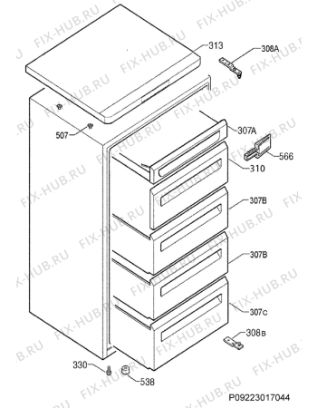 Схема №1 EUT1040AOW с изображением Контейнер для холодильника Electrolux 2247621044