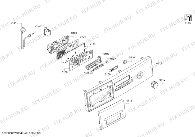 Схема №1 WAK24268IN с изображением Панель управления для стиральной машины Bosch 11004363