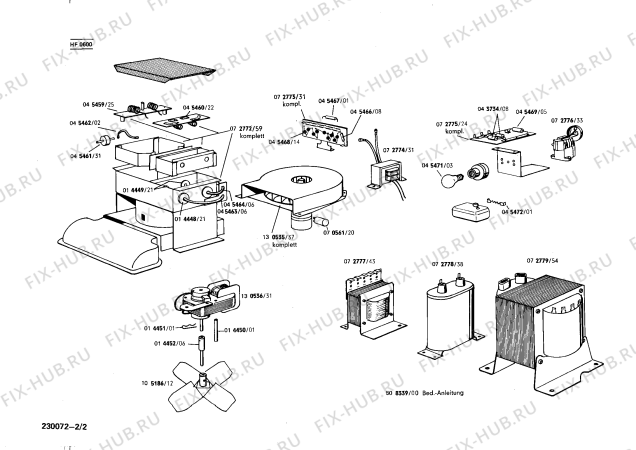 Взрыв-схема микроволновой печи Siemens HF0600 - Схема узла 02