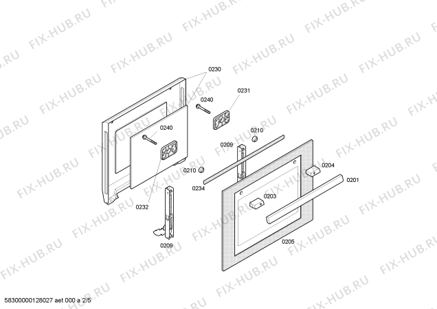 Схема №1 4HT413X с изображением Передняя часть корпуса для плиты (духовки) Bosch 00442820