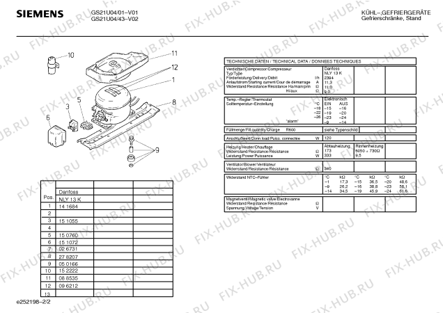 Взрыв-схема холодильника Siemens GS21U04 - Схема узла 02