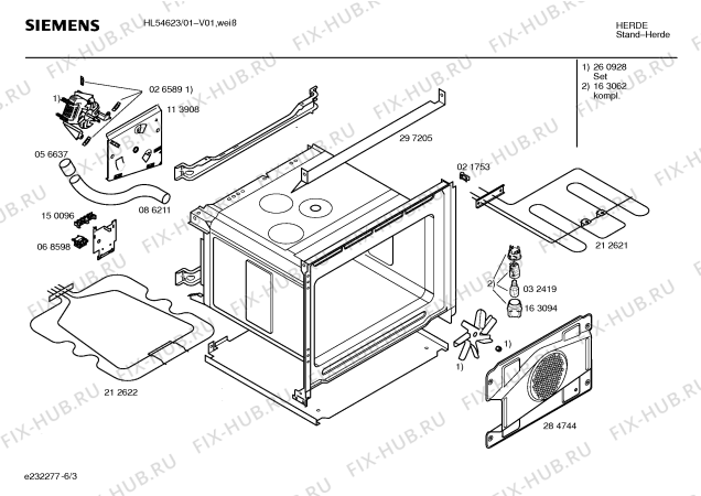 Схема №1 HL54623 с изображением Инструкция по эксплуатации для электропечи Siemens 00519774