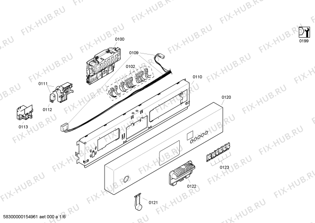 Схема №1 SRU84T25 с изображением Передняя панель для посудомоечной машины Bosch 00664738