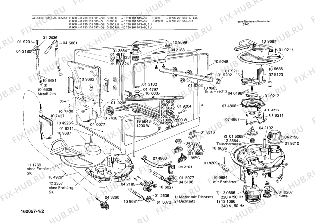 Взрыв-схема посудомоечной машины Bosch 0730201542 G600U - Схема узла 02