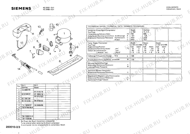 Взрыв-схема холодильника Siemens KS2406 - Схема узла 03