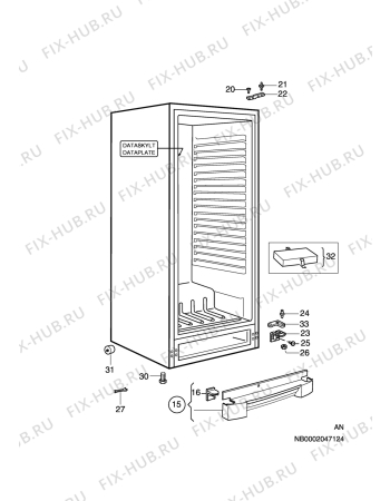 Взрыв-схема холодильника Electrolux ERE3000 - Схема узла C10 Cabinet