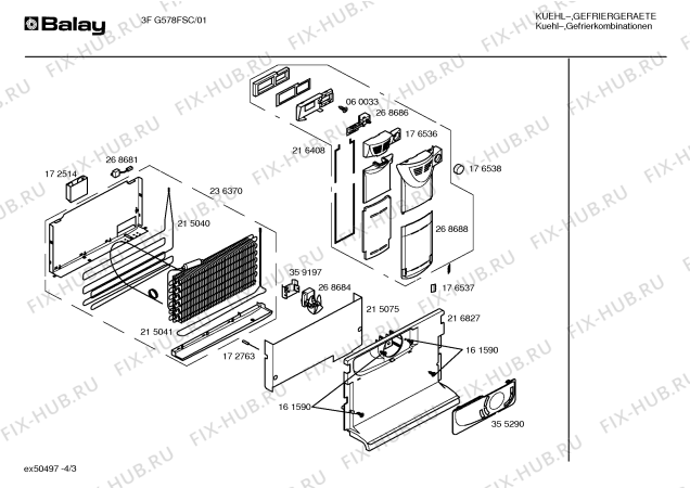 Взрыв-схема холодильника Balay 3FG578FSC - Схема узла 03
