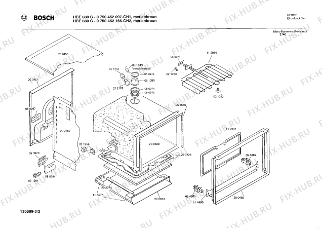 Взрыв-схема плиты (духовки) Bosch 0750452097 HBE680G - Схема узла 02