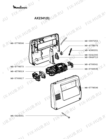 Взрыв-схема блендера (миксера) Moulinex AX2341(0) - Схема узла 8P000735.2P2