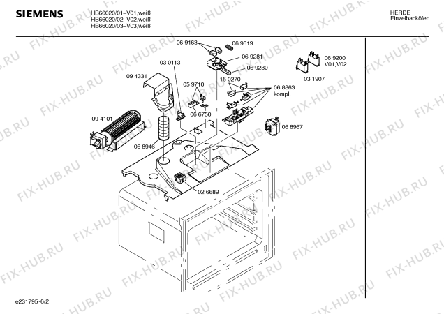 Схема №1 HB66020CC с изображением Панель управления для электропечи Siemens 00285729