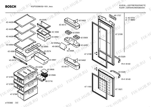 Схема №1 KGP33390 с изображением Дверь для холодильника Bosch 00472199