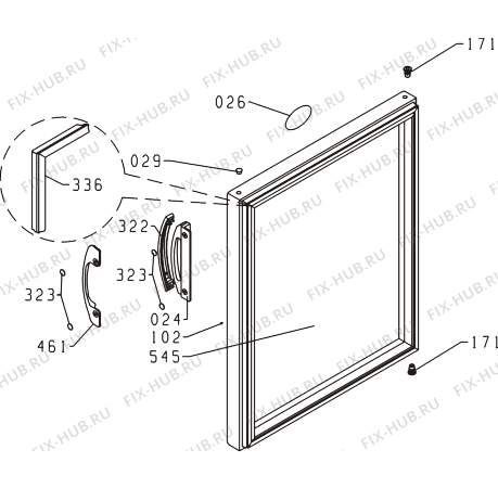 Схема №1 RV6164W (137126, HS1666) с изображением Декоративная панель для холодильника Gorenje 596452