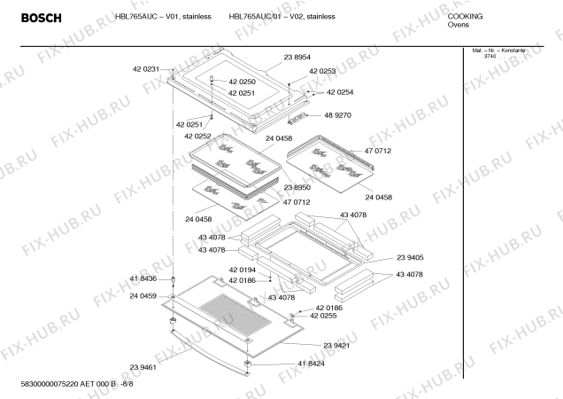 Взрыв-схема холодильника Bosch HBL765AUC - Схема узла 08